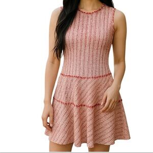 Lela Rose Pearl Orange/Cream Spring Tweed Tiered Dress 2